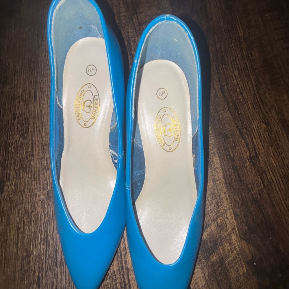Chic Blue Leather Women's Heels